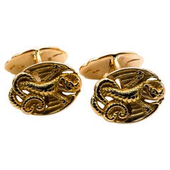 Vintage American 14 Karat Gold Drachen Manschettenknöpfe