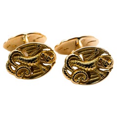 Vintage American 14 Carat Gold Dragon Cufflinks