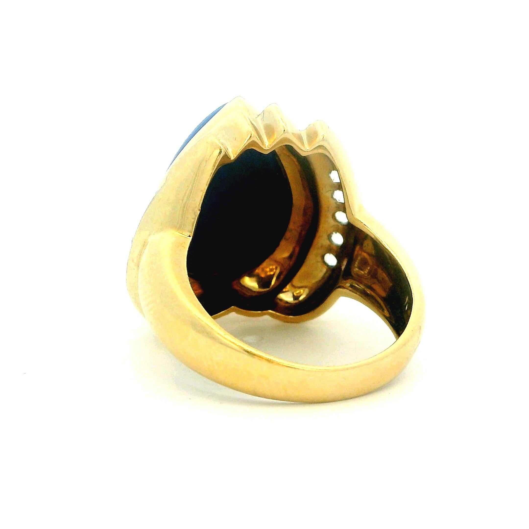 Anello vintage americano in oro 14K con accenti di lapislazzuli e diamanti da 5 carati In condizioni ottime in vendita a Miami, FL
