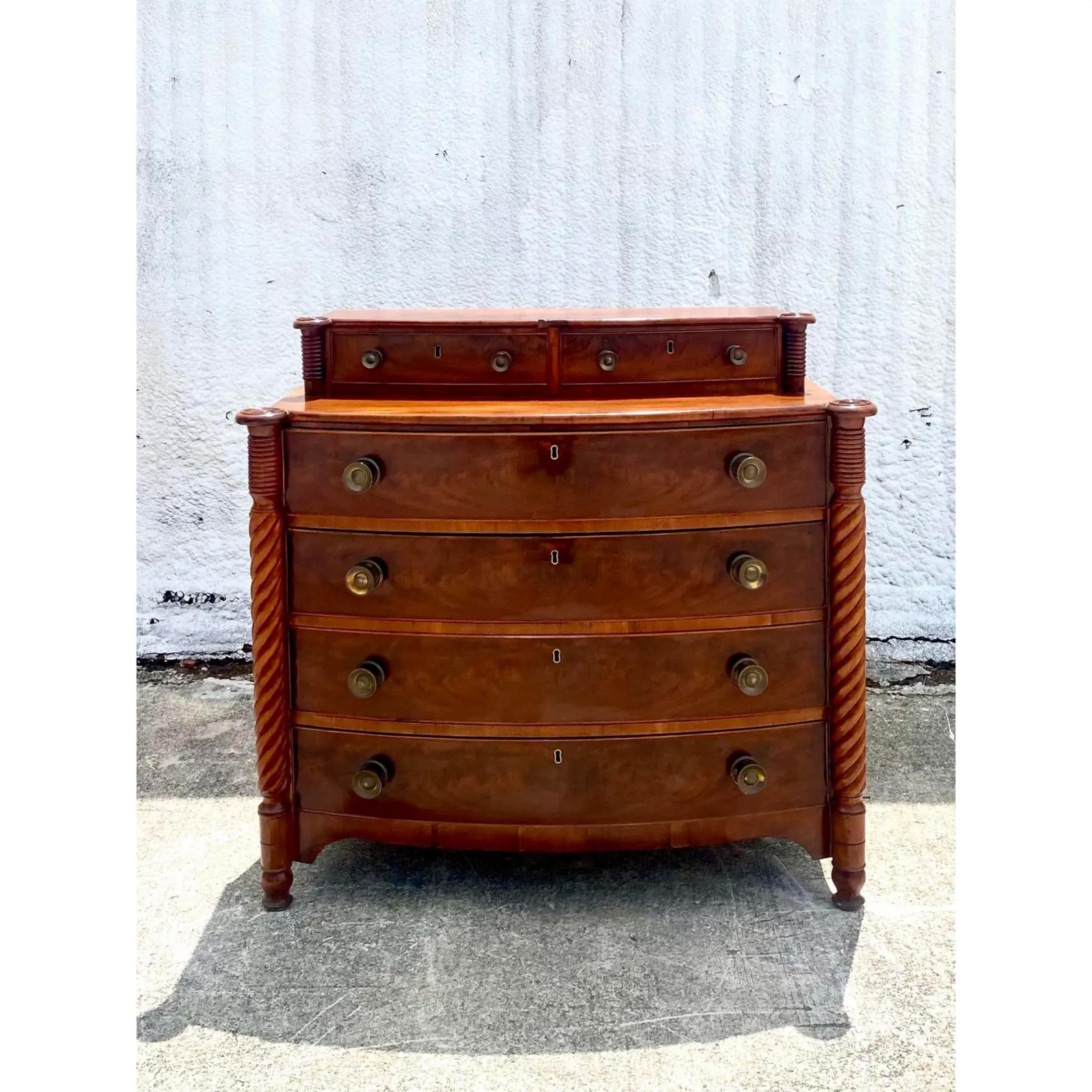 Vintage American 1850s Sheraton Style Chest of Drawers For Sale 4