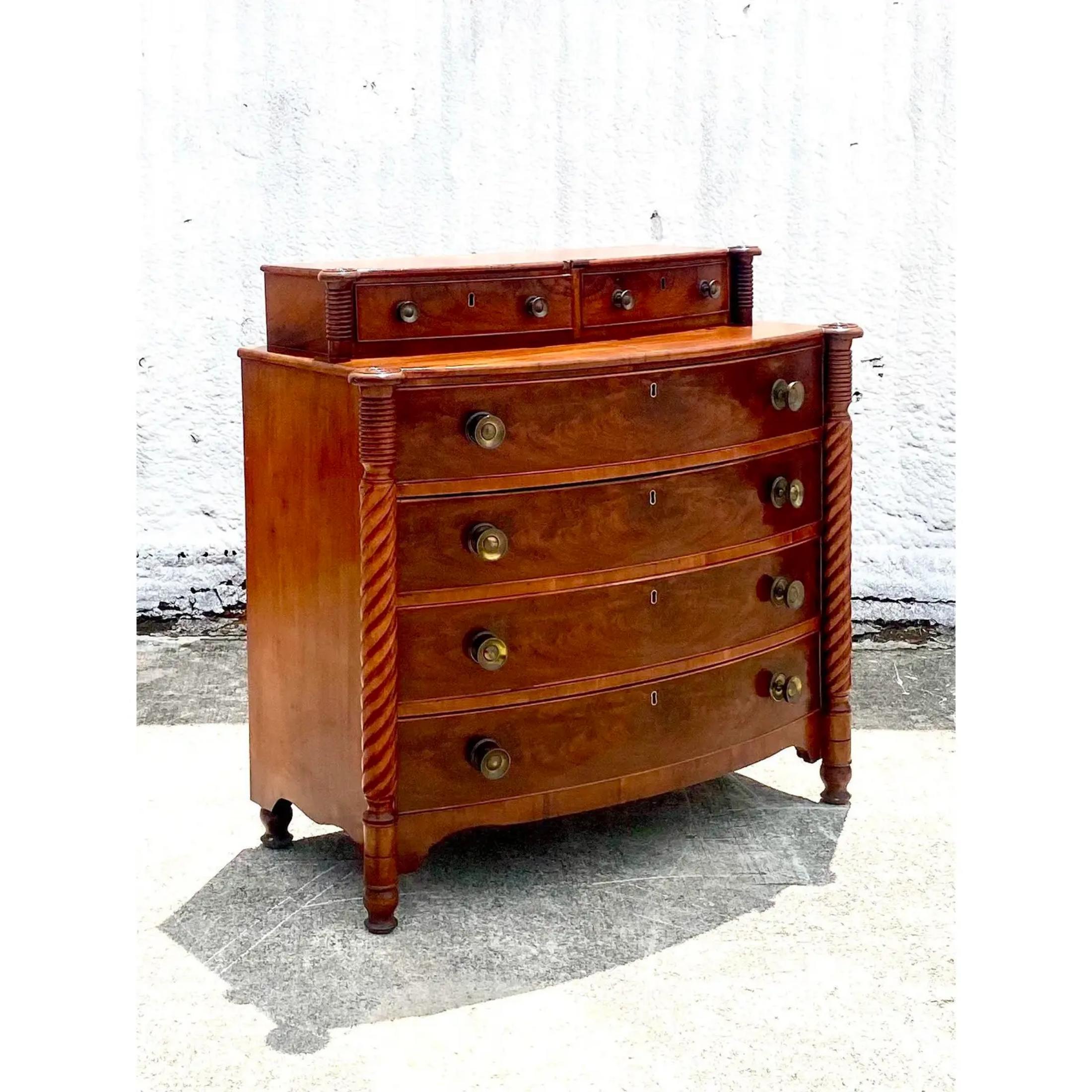 Vintage American 1850s Sheraton Style Chest of Drawers For Sale 6