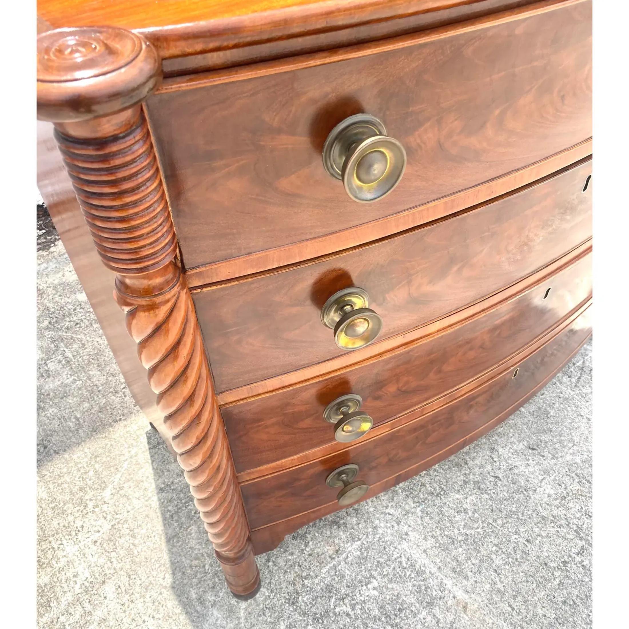 American Empire Vintage American 1850s Sheraton Style Chest of Drawers For Sale