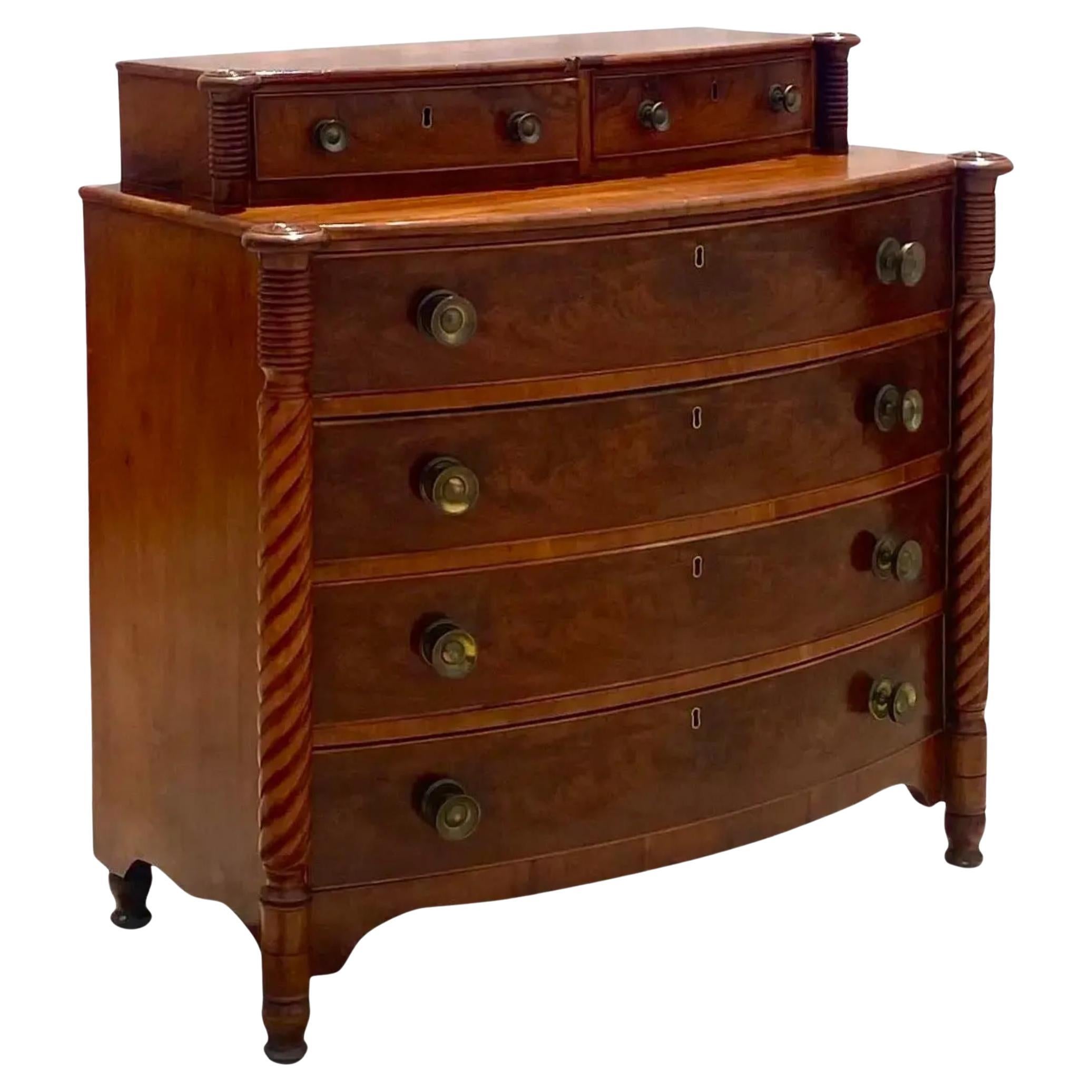 Vintage American 1850s Sheraton Style Chest of Drawers For Sale