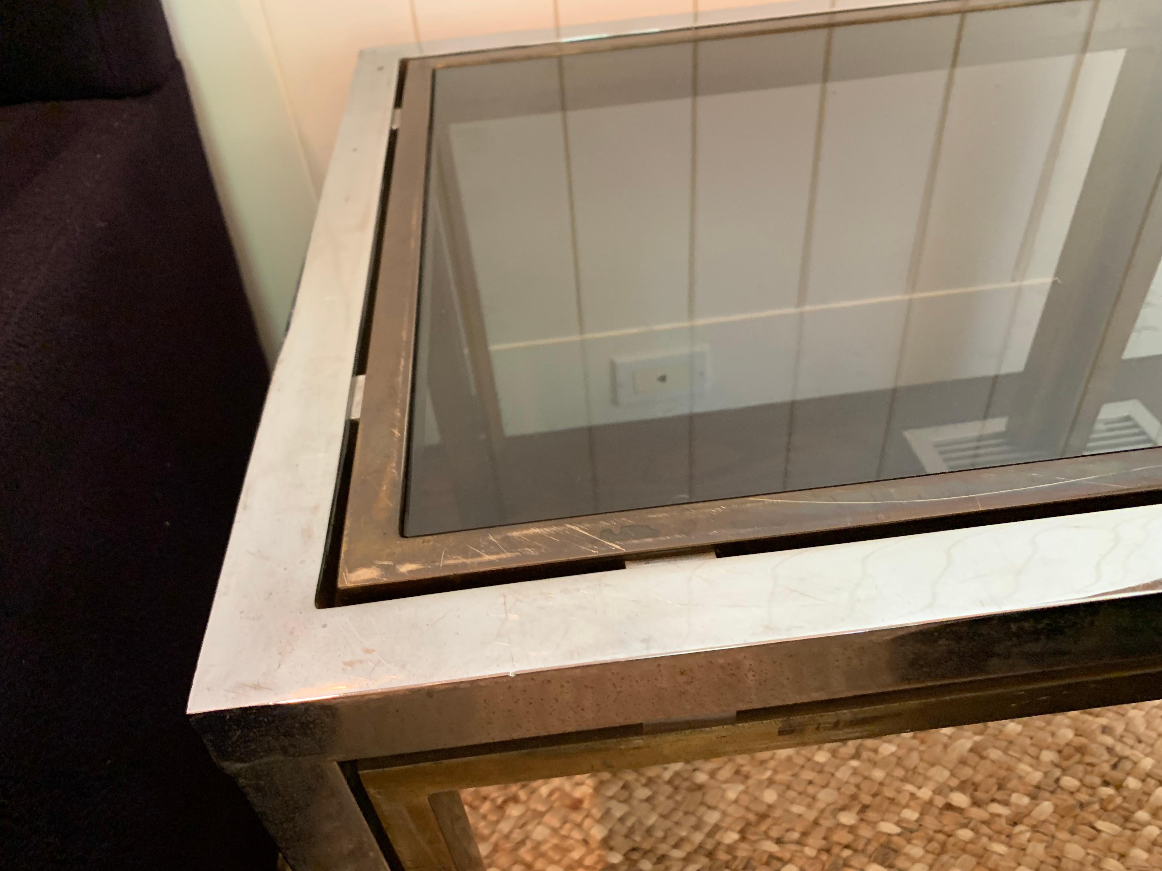 20th Century Vintage American 20th C. Chrome, Brass and Glass End Table