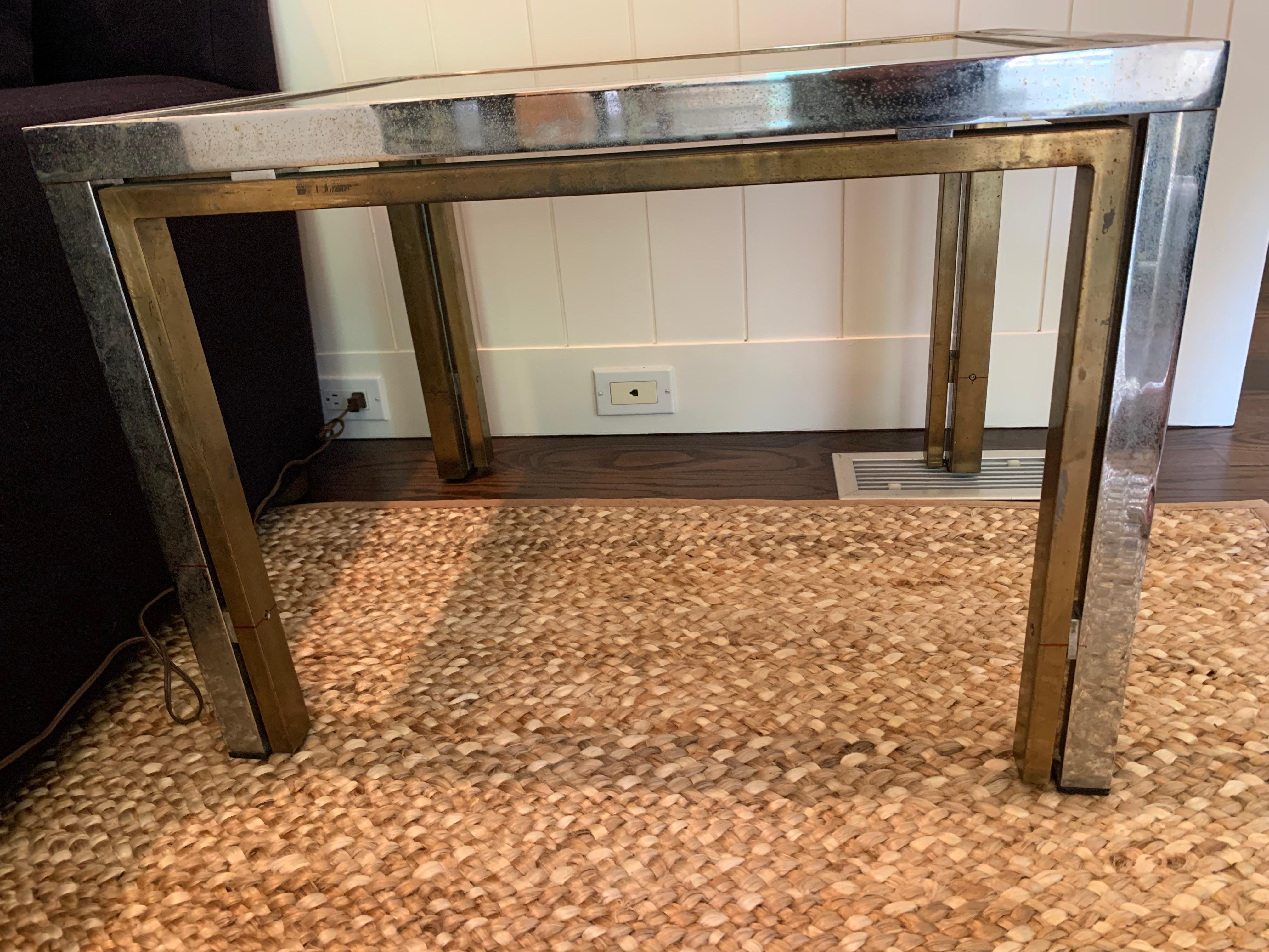 Vintage American 20th C. Chrome, Brass and Glass End Table 2