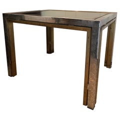 Vintage American 20th C. Chrome, Brass and Glass End Table