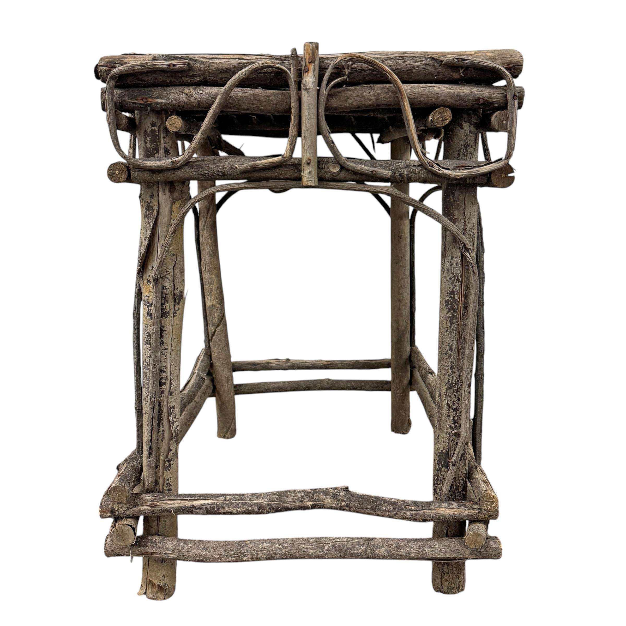 Wood Vintage American Adirondack Style Twig Table