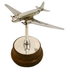 Vintage American Airlines Dc-3 Vecchio modello di aereo da scrivania cromato