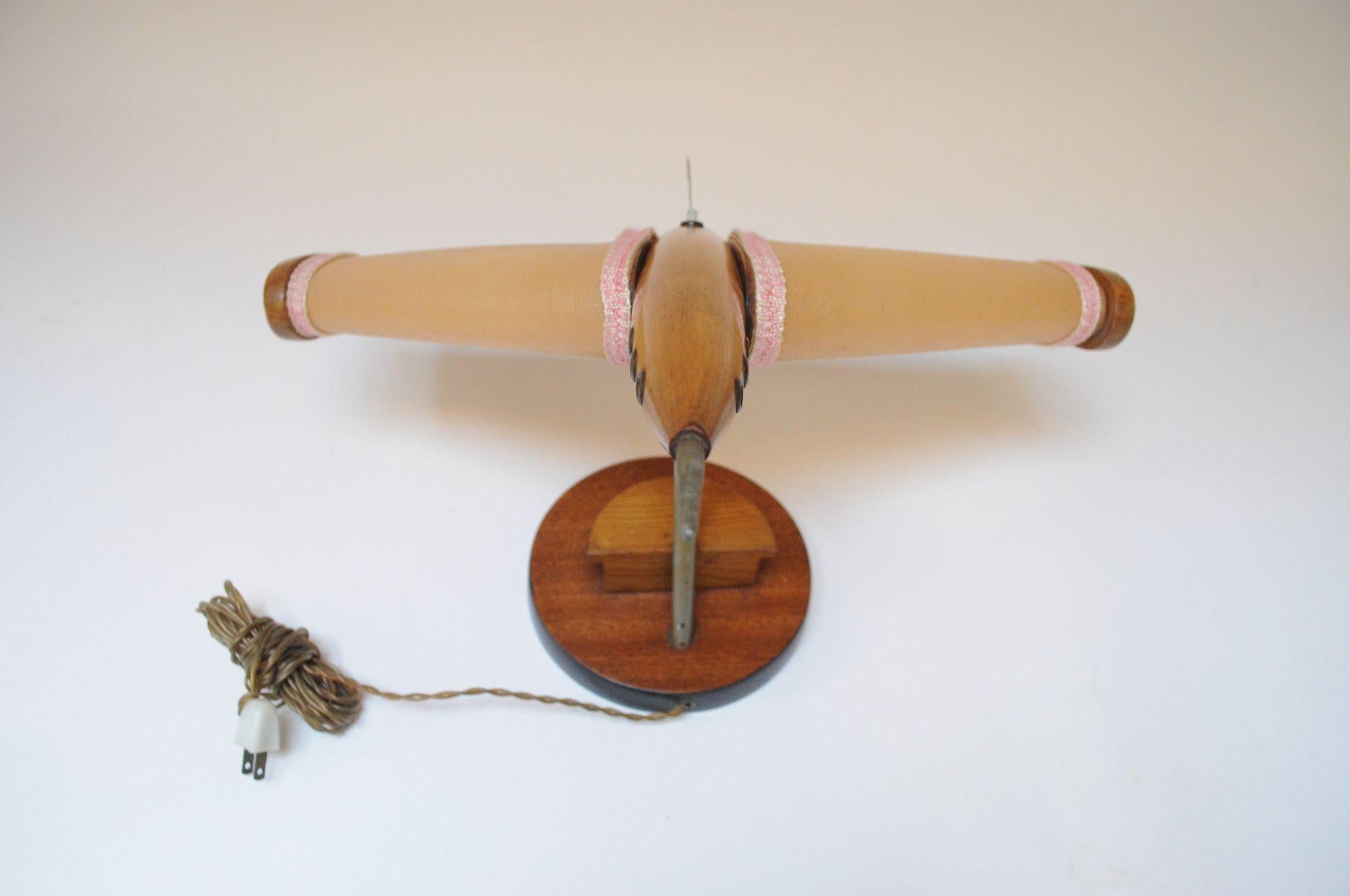 Mid-Century Modern Vintage American Airplane Table Lamp with Illuminated Wings For Sale