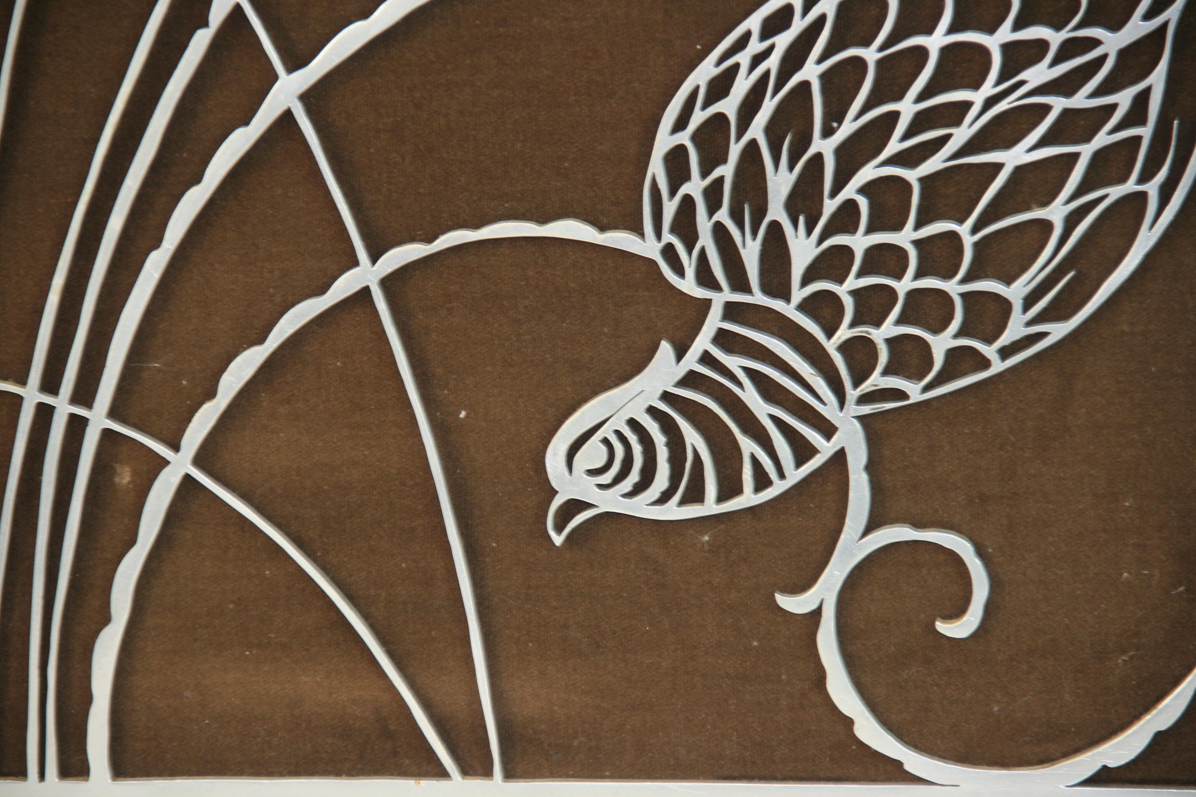 Amerikanischer Vintage-Vogel aus Aluminium  Reposse Wandskulptur im Zustand „Relativ gut“ im Angebot in Douglas Manor, NY