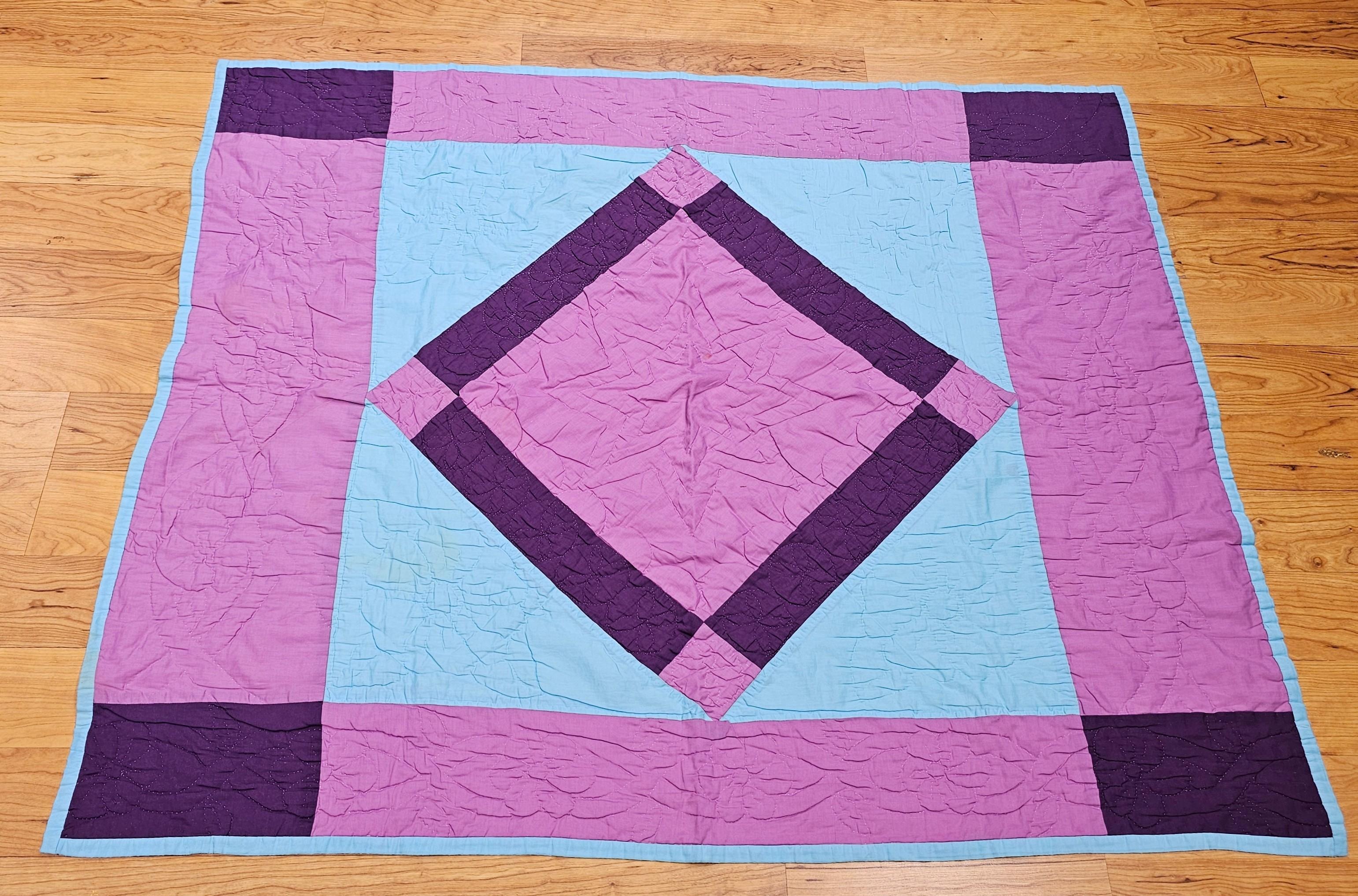 Trapunta vintage in cotone cucita a mano in stile amish 