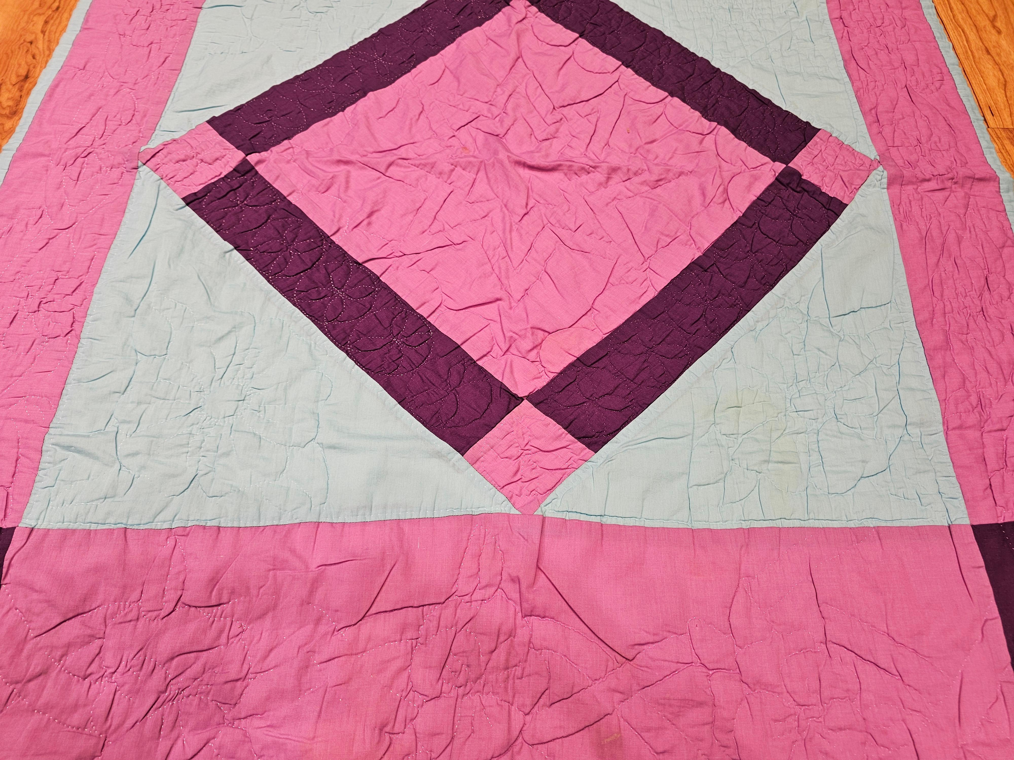 Trapunta vintage in cotone cucita a mano in stile amish 