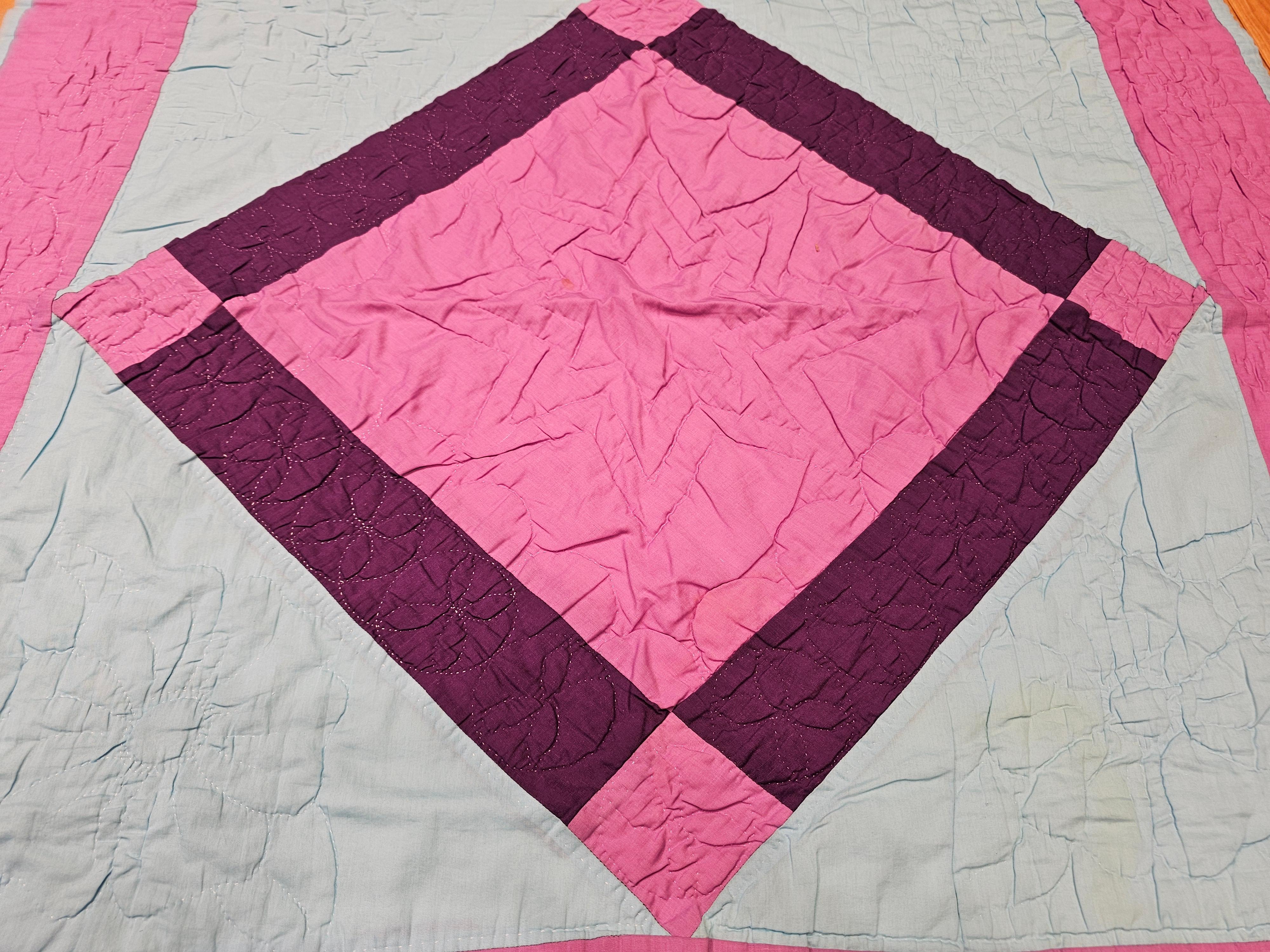 Trapunta vintage in cotone cucita a mano in stile amish 