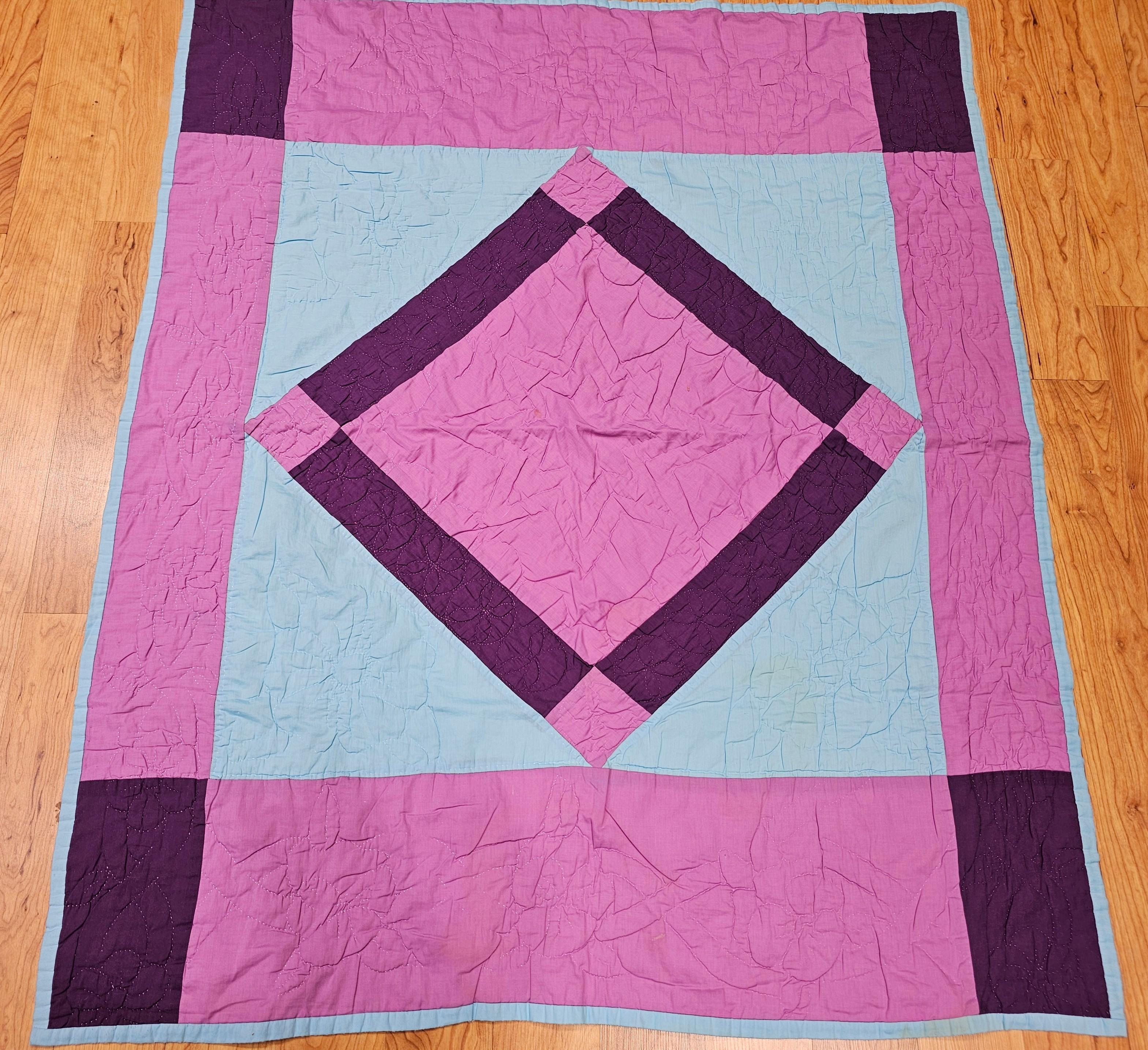Trapunta vintage in cotone cucita a mano in stile amish 