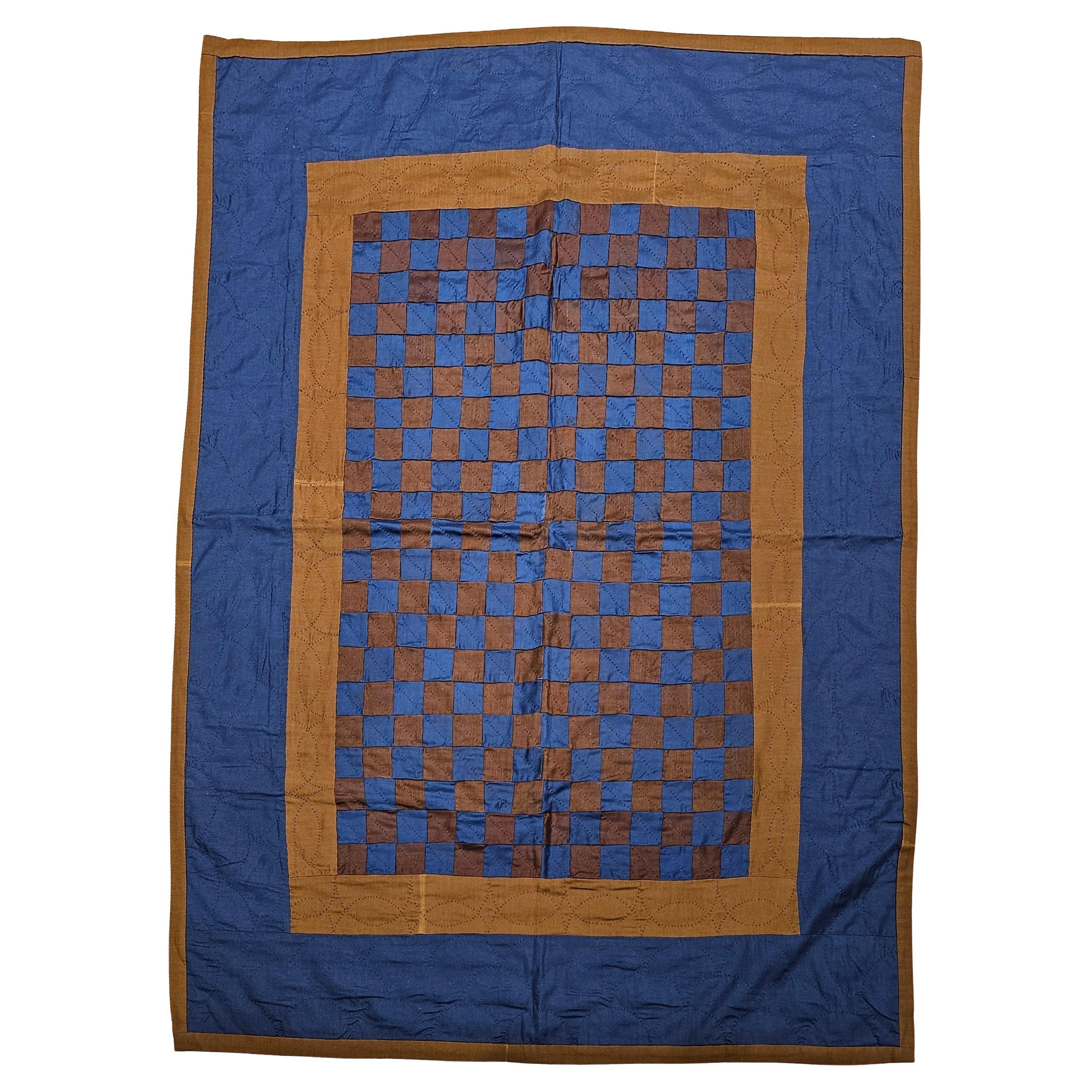 Colcha de cuna vintage Pennsylvania Amish "One Patch" cosida a mano