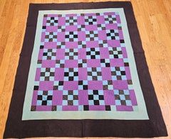 Amerikanische Amish Nine Patch-Patchwork-Steppdecke, handgenäht, Vintage