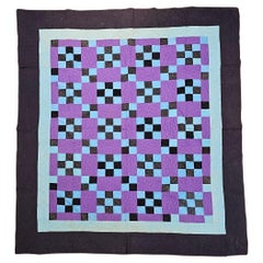 Vintage American Amish “Nine Patch” Hand-Stitched Patchwork Quilt