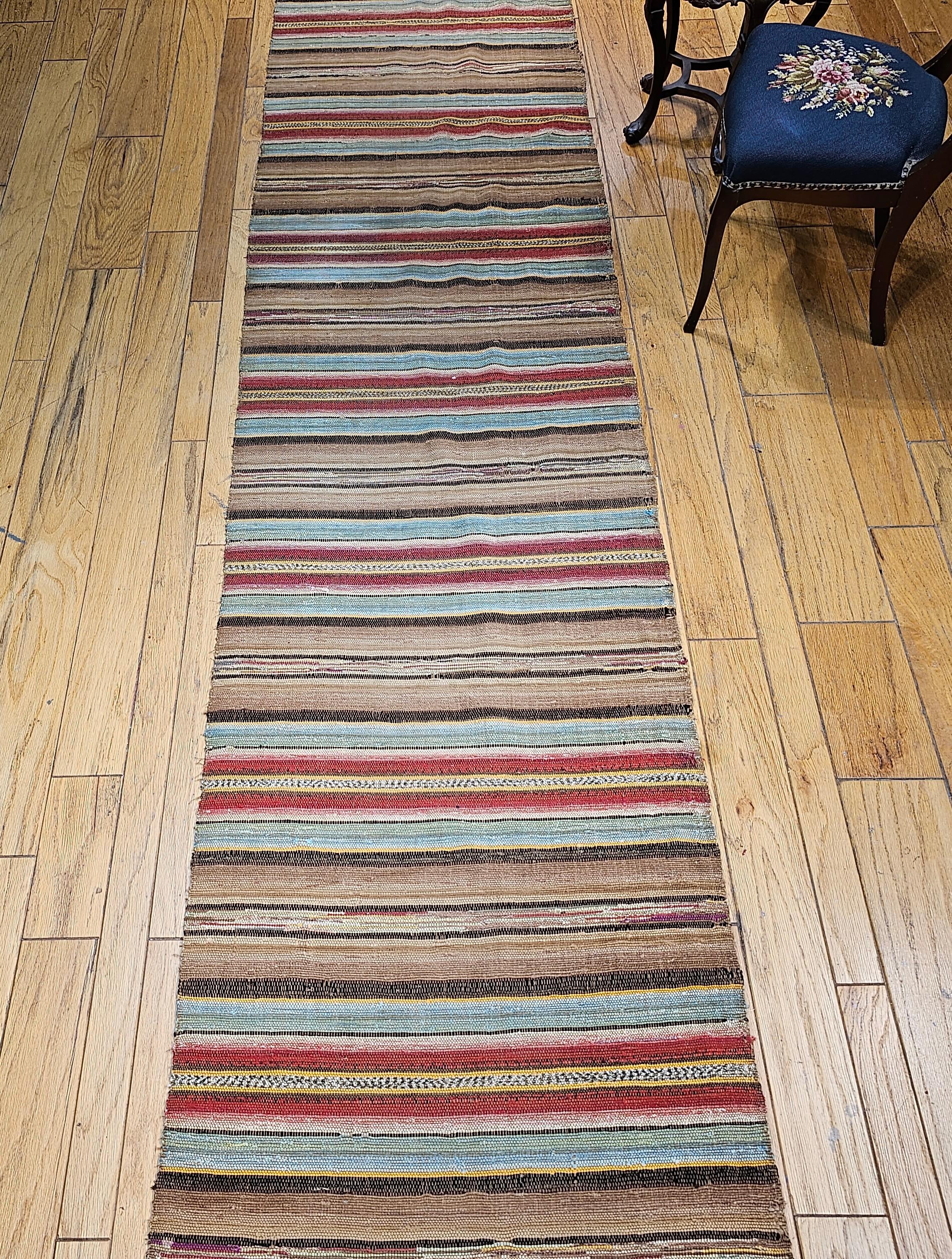 Vintage American Amish Rag Runner For Sale 7