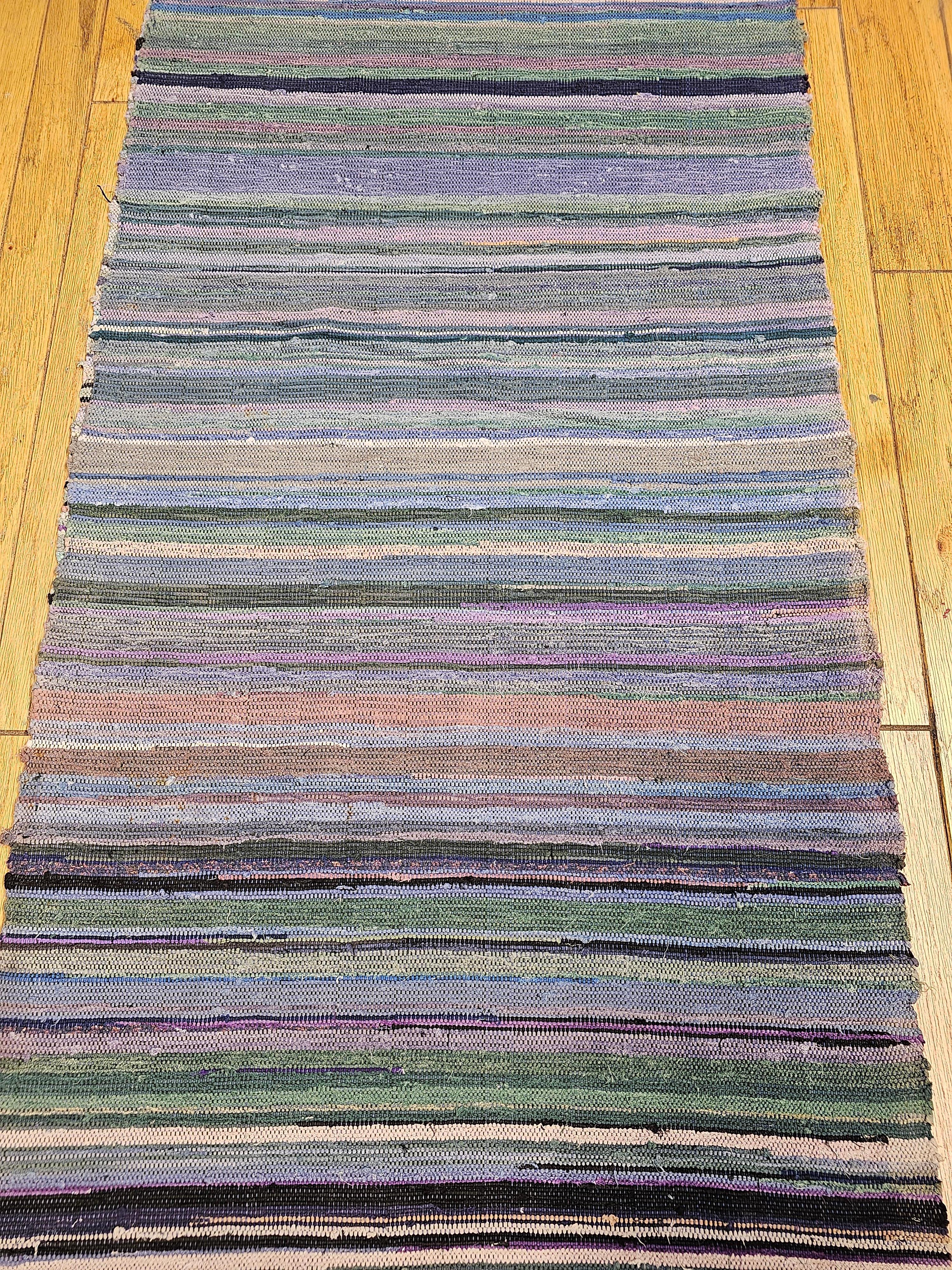Wool Vintage American Amish Rag Runner For Sale