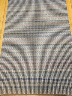 Antique American Amish Rag Runner, Handwoven Folk Art Rug, Stripe Pattern, 14ft