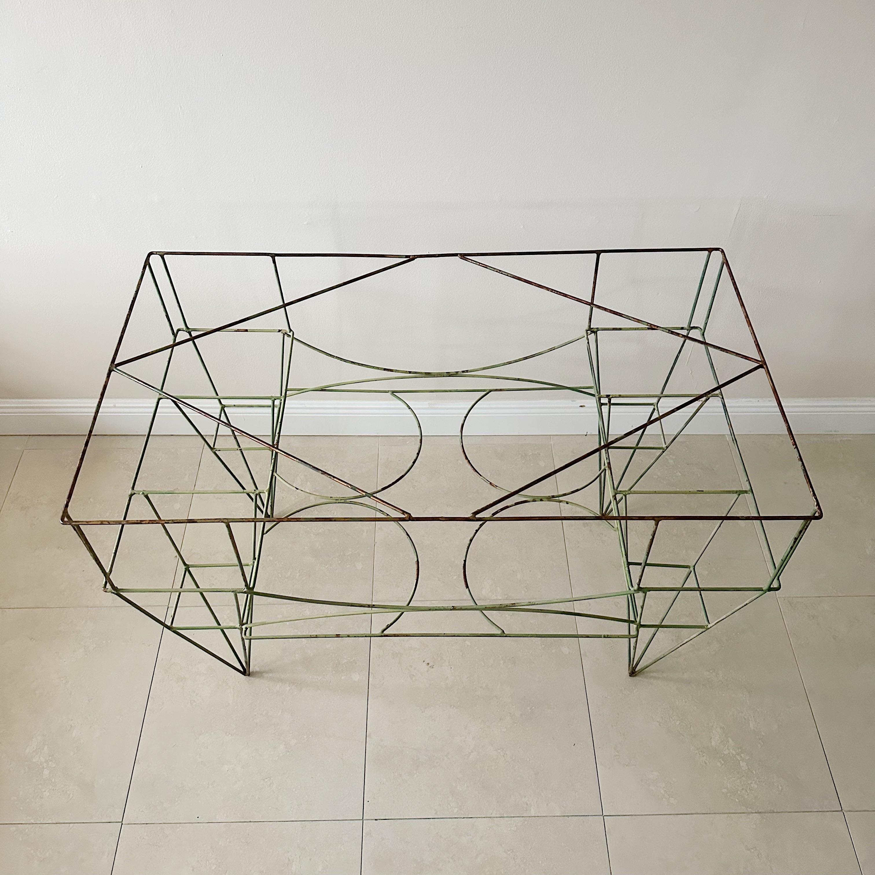 Hand-Crafted Vintage American Architectural Wire Metal Garden Table For Sale