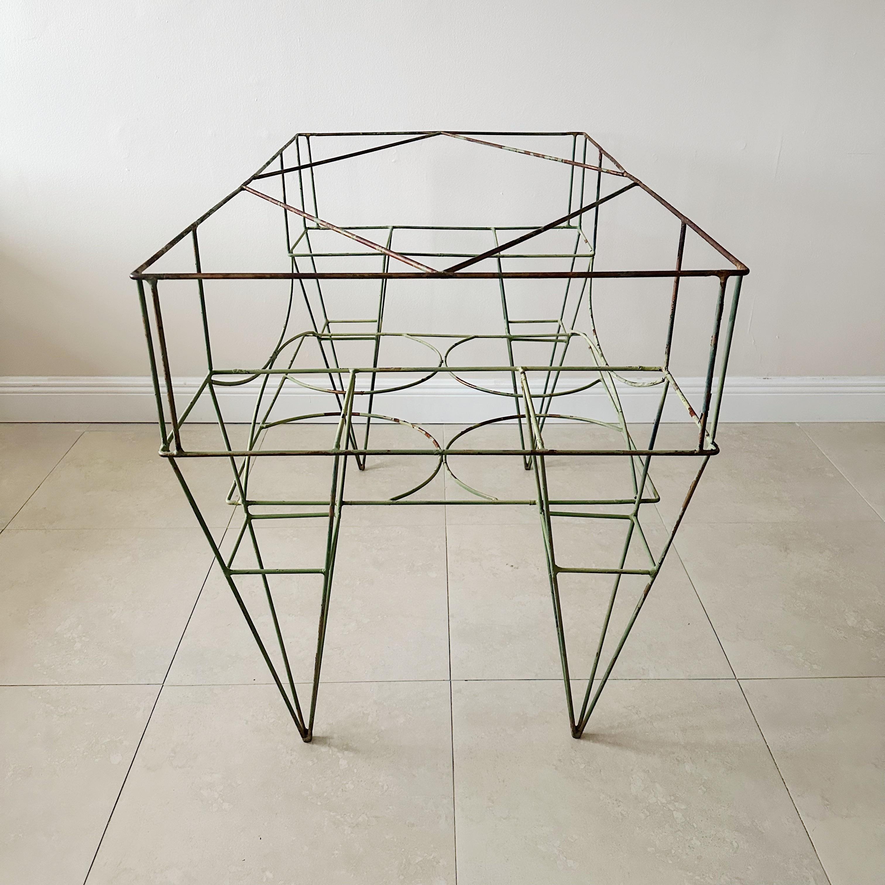 Vintage American Architectural Wire Metal Garden Table For Sale 3