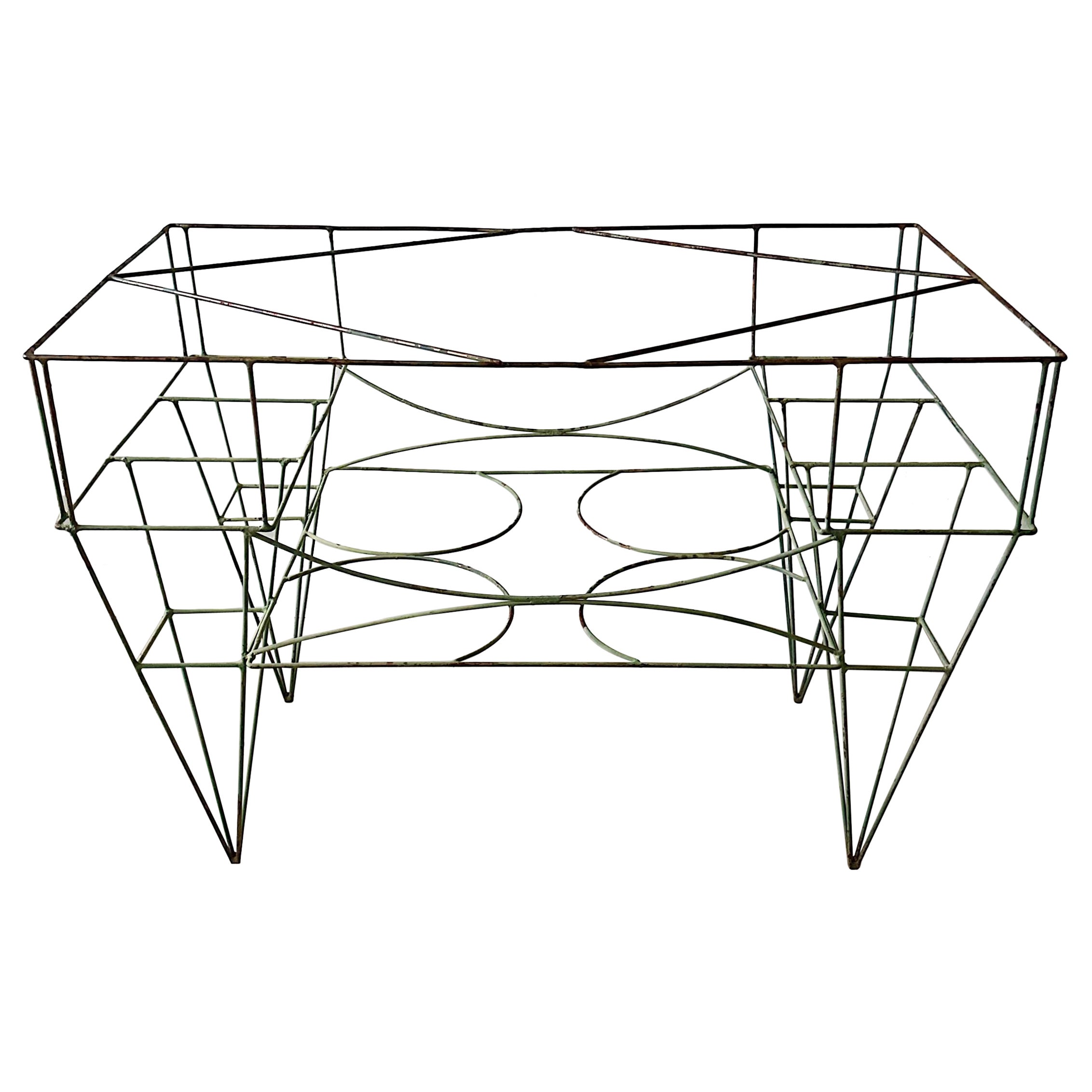 Mesa de jardín de metal arquitectónico americano vintage