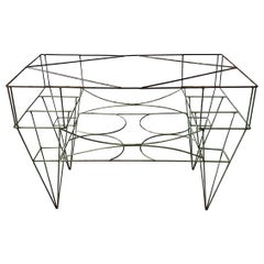 Mesa de jardín de metal arquitectónico americano vintage