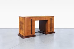 Vintage American Art Deco Walnut Desk