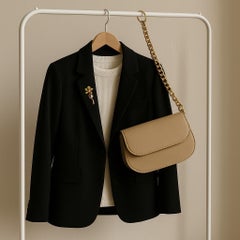 Vintage American Art Nouveau 14K Yellow Gold Enamel and Pearl Lapel Brooch