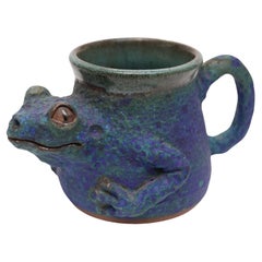 Vintage American Art Pottery Sculpted Frog Mug