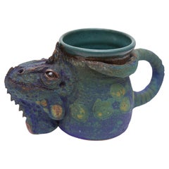 Vintage American Art Pottery Sculpted Iguana Mug