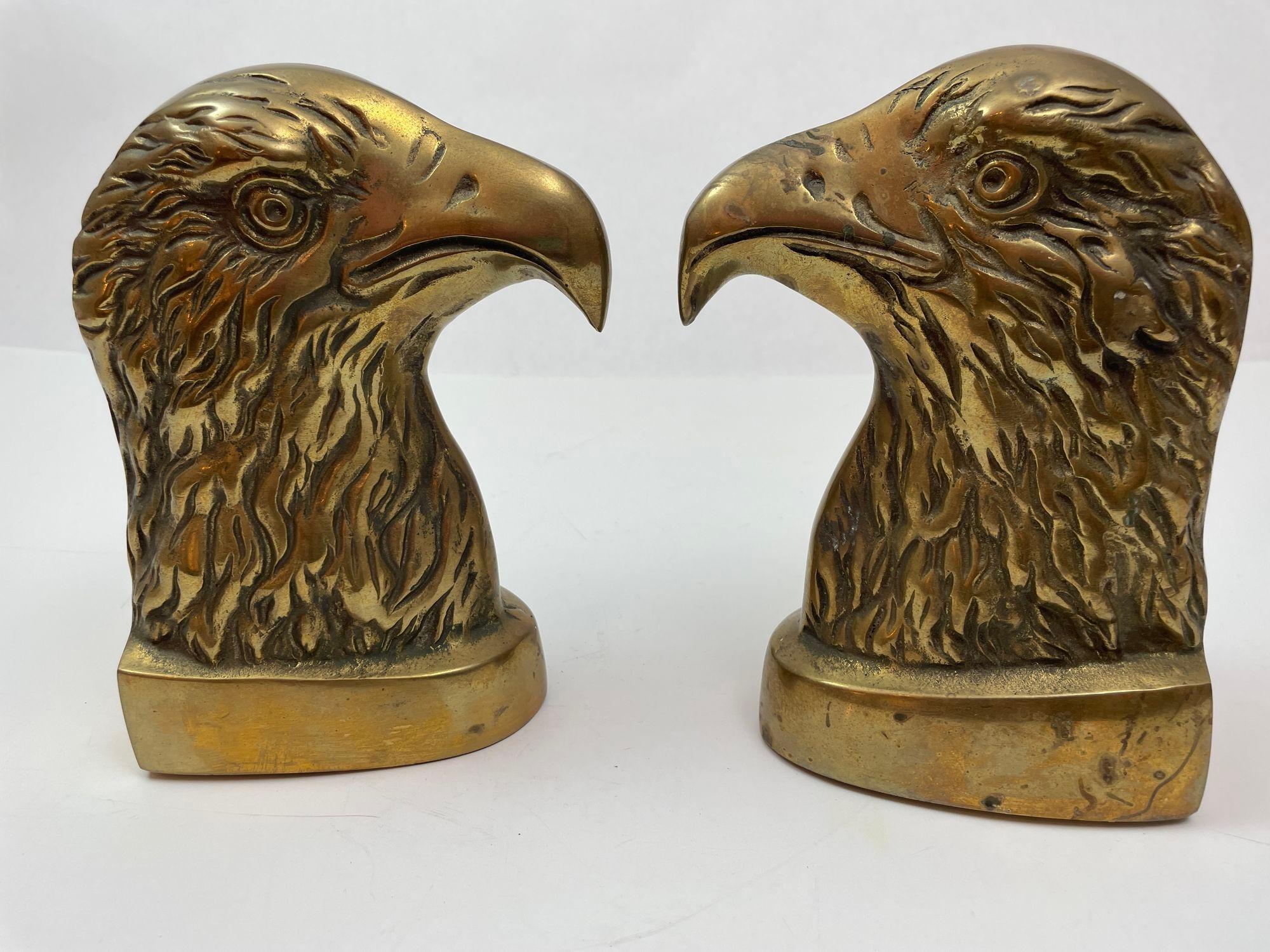 Vintage American Bald Eagle Brass Bookends a Pair For Sale 4