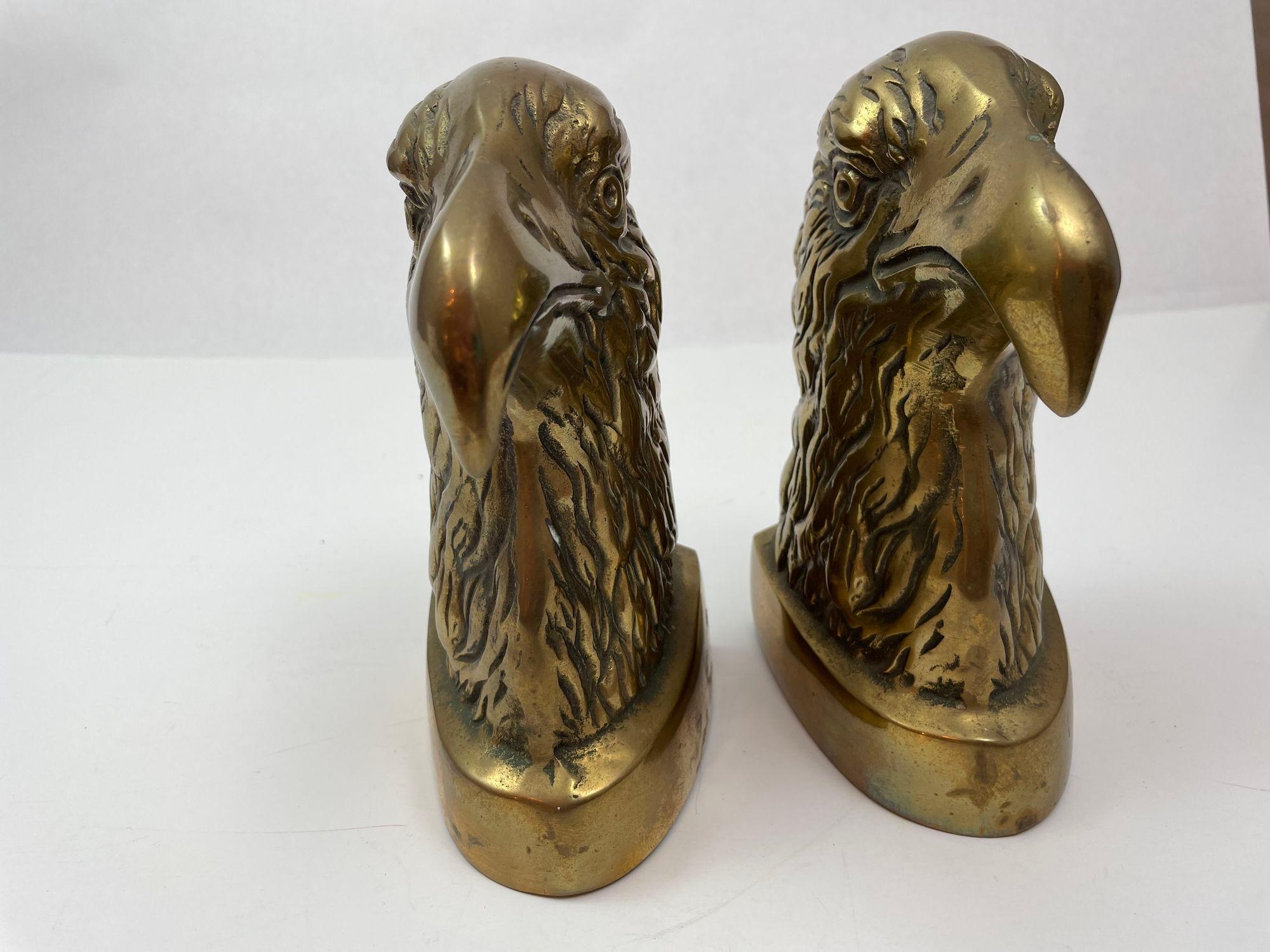 Vintage American Bald Eagle Brass Bookends a Pair For Sale 5