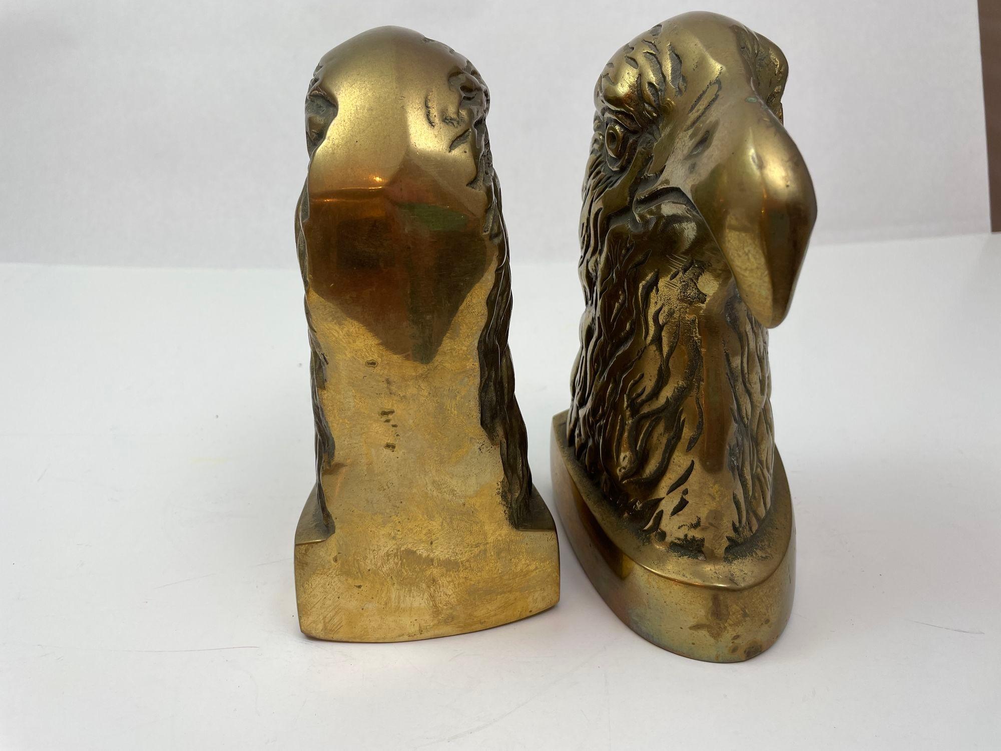Vintage American Bald Eagle Brass Bookends a Pair For Sale 6