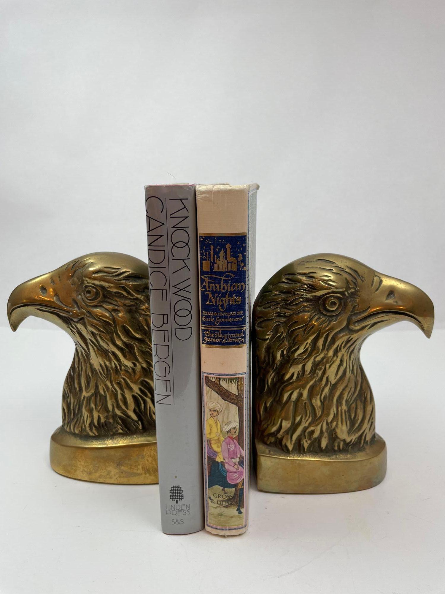 Vintage American Bald Eagle Brass Bookends a Pair For Sale 7