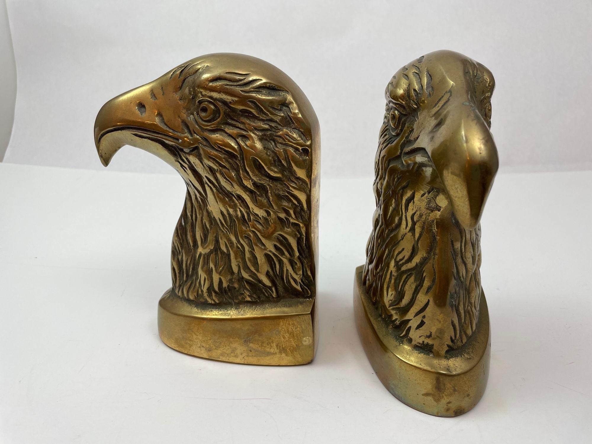 Vintage American Bald Eagle Brass Bookends a Pair For Sale 8