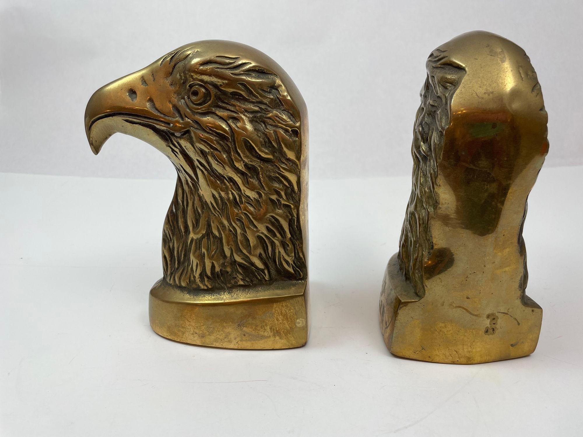 Vintage American Bald Eagle Brass Bookends a Pair For Sale 9