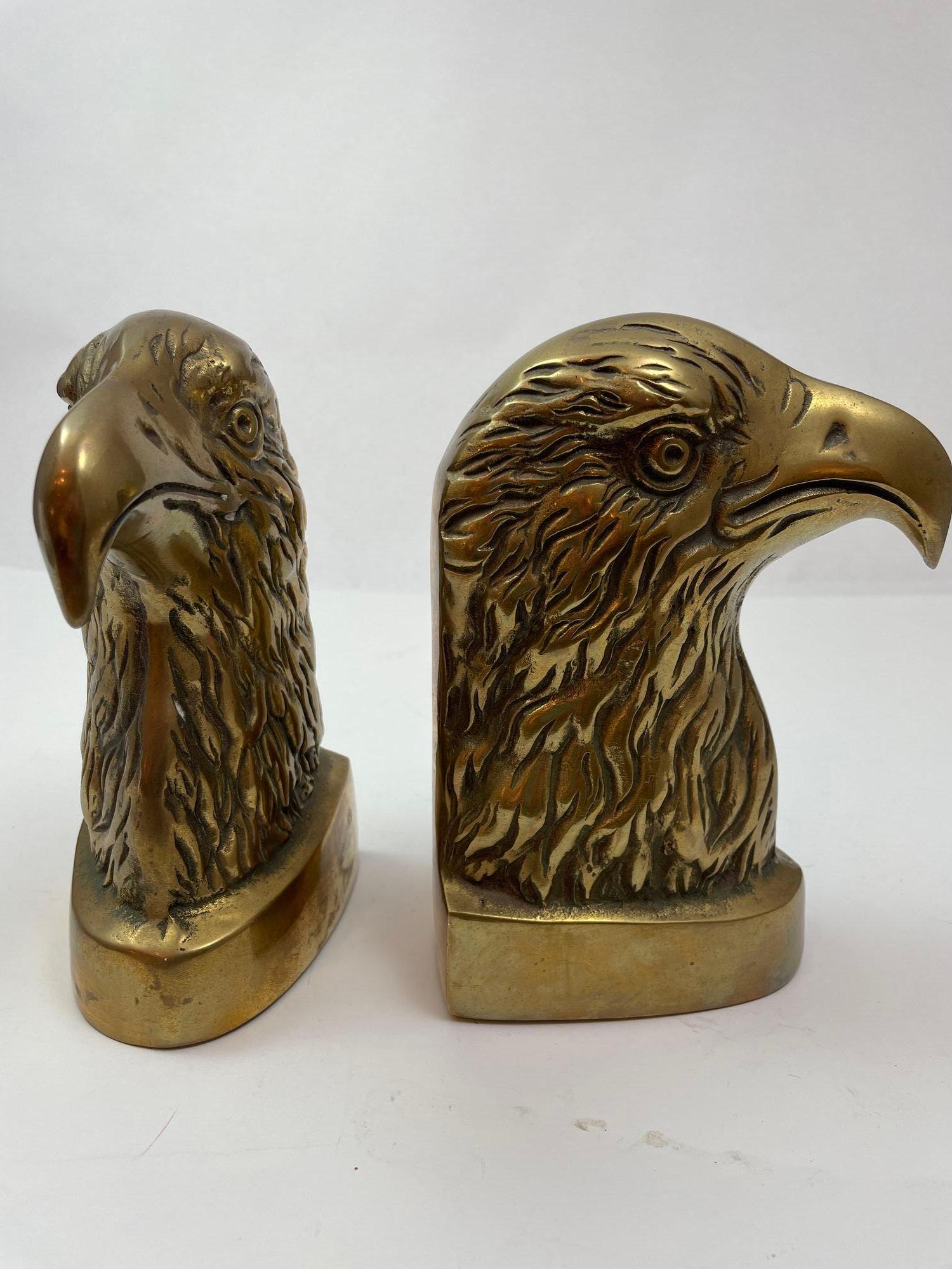 Vintage American Bald Eagle Brass Bookends a Pair For Sale 10