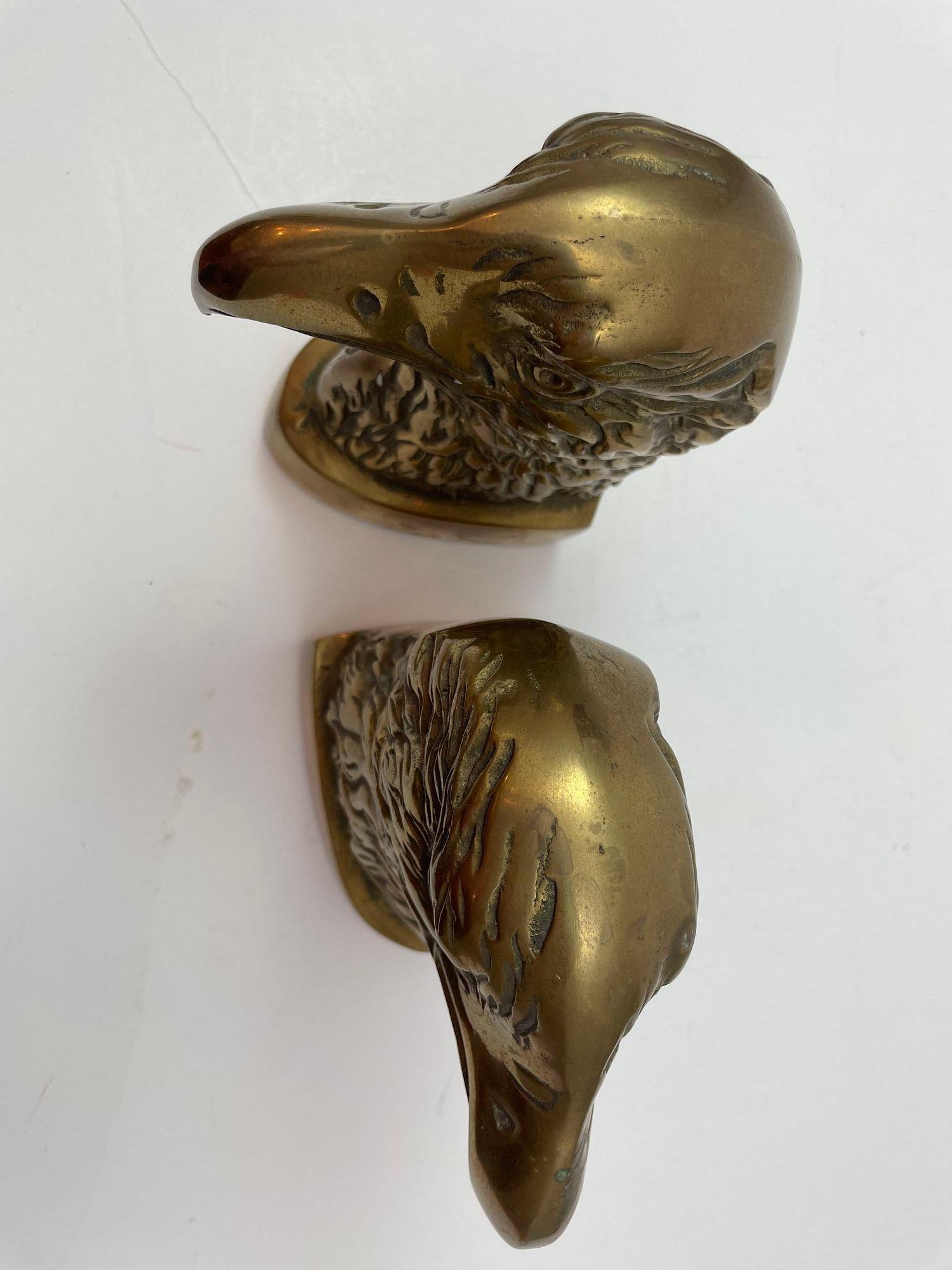 Vintage American Bald Eagle Brass Bookends a Pair For Sale 11