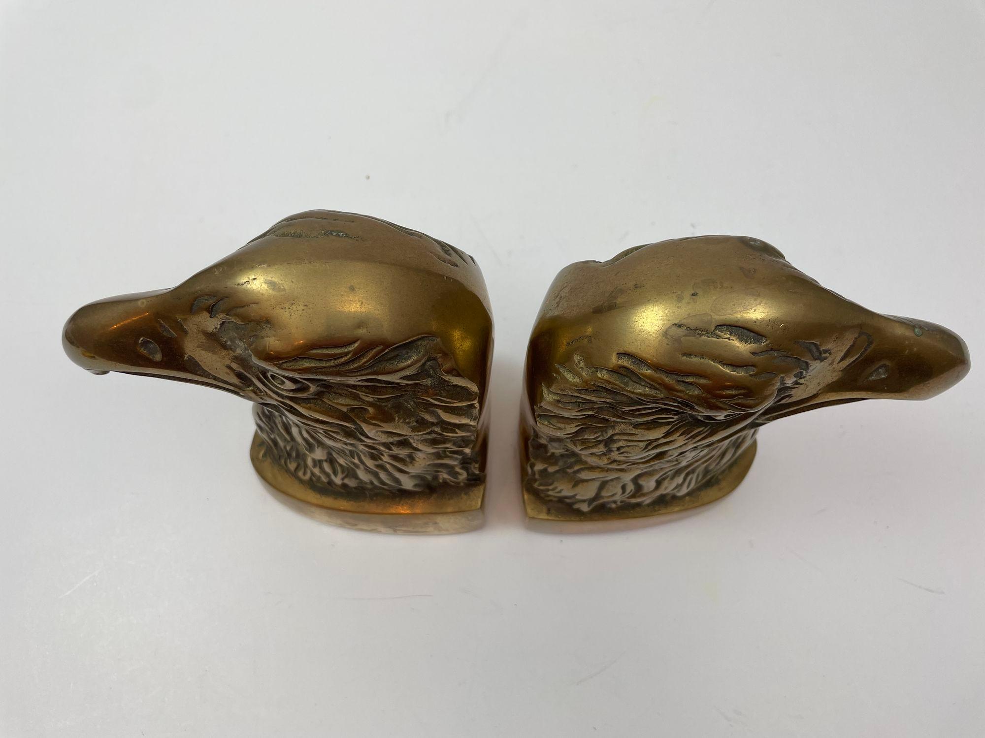 Federal Vintage American Bald Eagle Brass Bookends a Pair For Sale