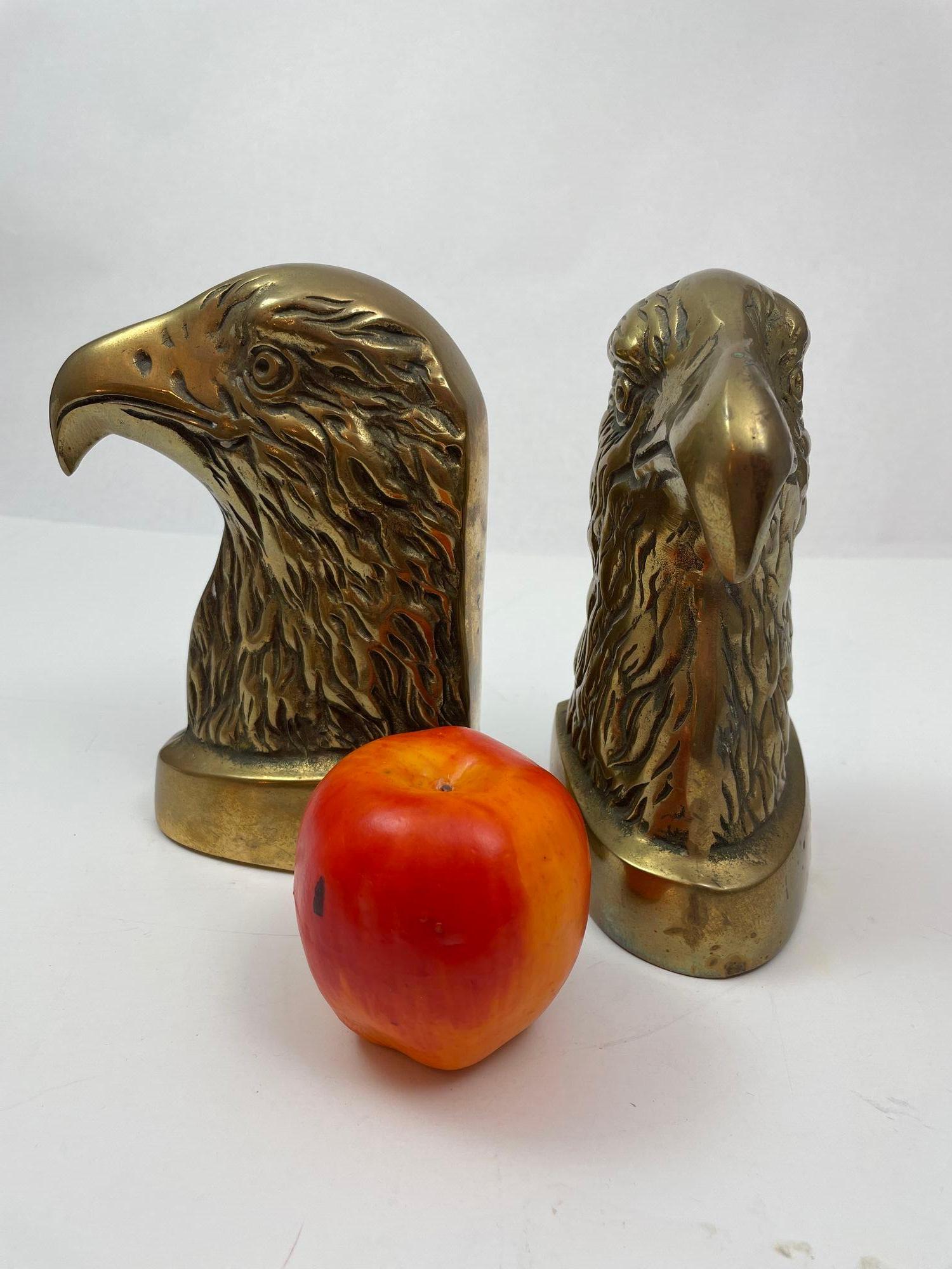 Cast Vintage American Bald Eagle Brass Bookends a Pair For Sale