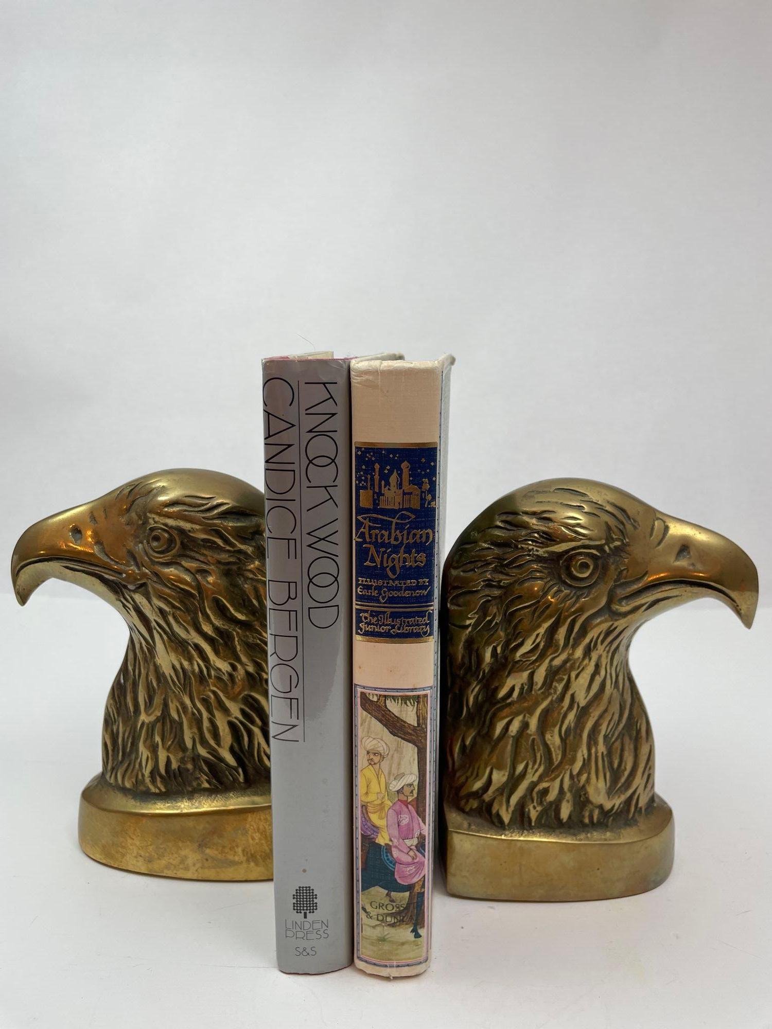 20th Century Vintage American Bald Eagle Brass Bookends a Pair For Sale