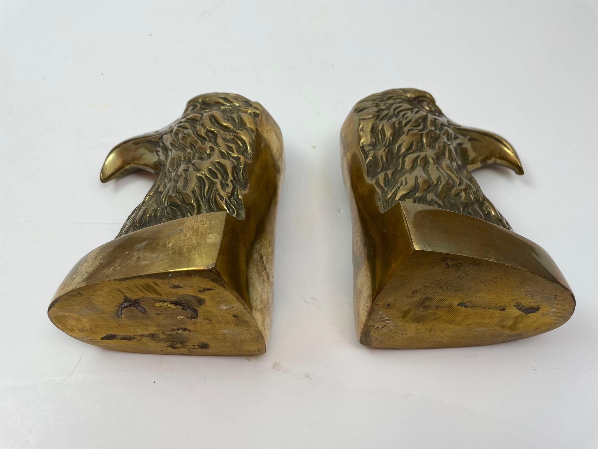 Vintage American Bald Eagle Brass Bookends a Pair For Sale 1