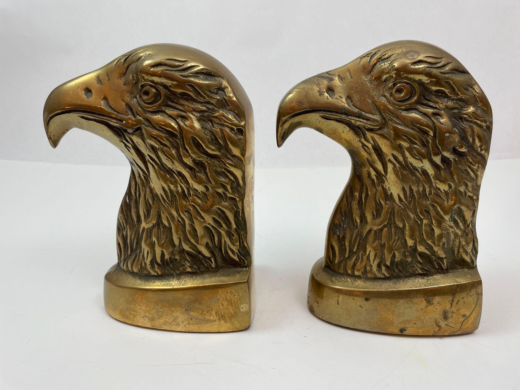 Vintage American Bald Eagle Brass Bookends a Pair For Sale 2