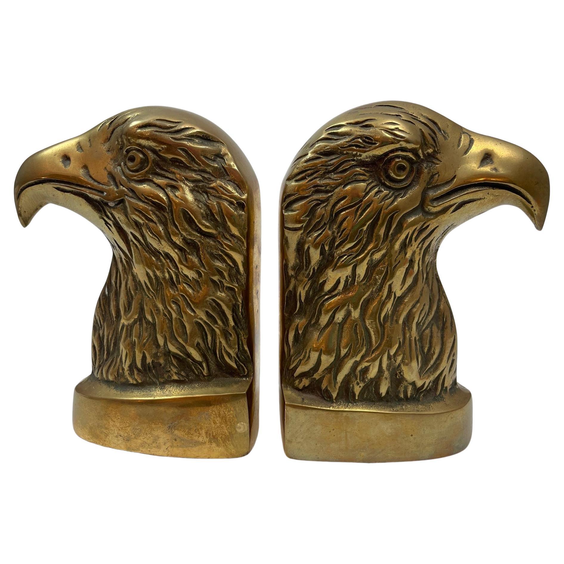 Vintage American Bald Eagle Brass Bookends a Pair For Sale