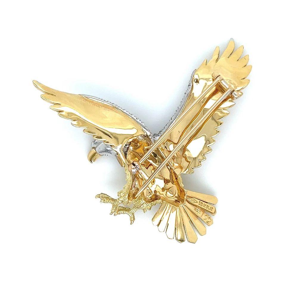 Brilliant Cut Vintage American Bald Eagle Diamond Bicentennial Herbert Rosenthal Gold Brooch For Sale