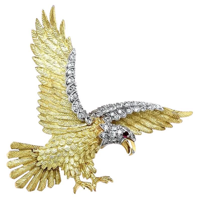 Vintage American Bald Eagle Diamond Bicentennial Herbert Rosenthal Gold Brooch