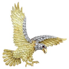 Vintage American Bald Eagle Diamond Bicentennial Herbert Rosenthal Gold Brooch