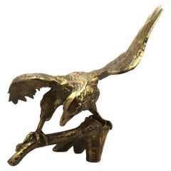 Retro "American Bald Eagle Upon Landing" Brass Sculpture, circa 1960s